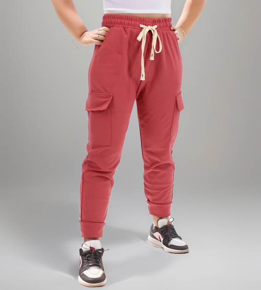 Fleece Drawstring Cargo Joggers