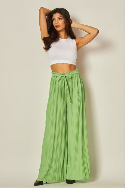 Wide Leg Tie Waist Palazzo Pants