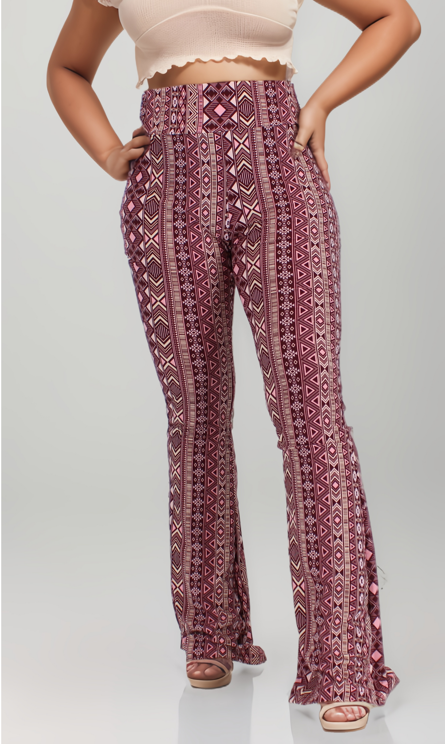 Printed High Waisted Flare Pants