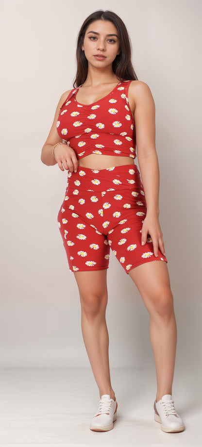 2 piece Floral Top and Shorts Matching Set